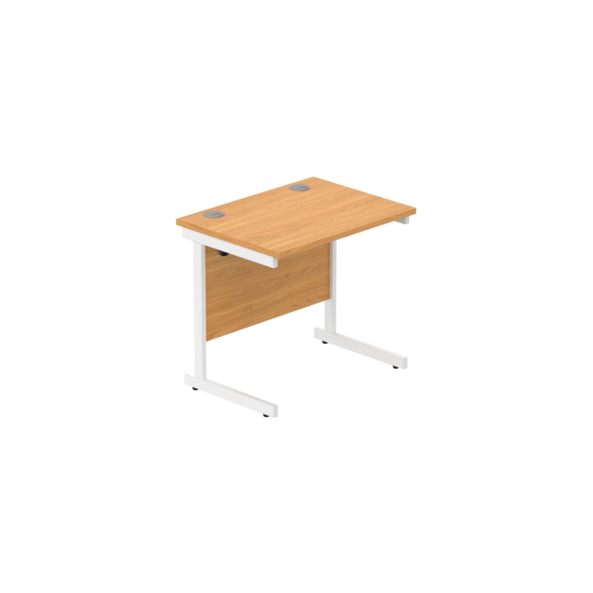 Office Rectangular Desk with Steel Single Upright Cantilever Frame (FSC) | 800X600 | Norwegian Beech/White