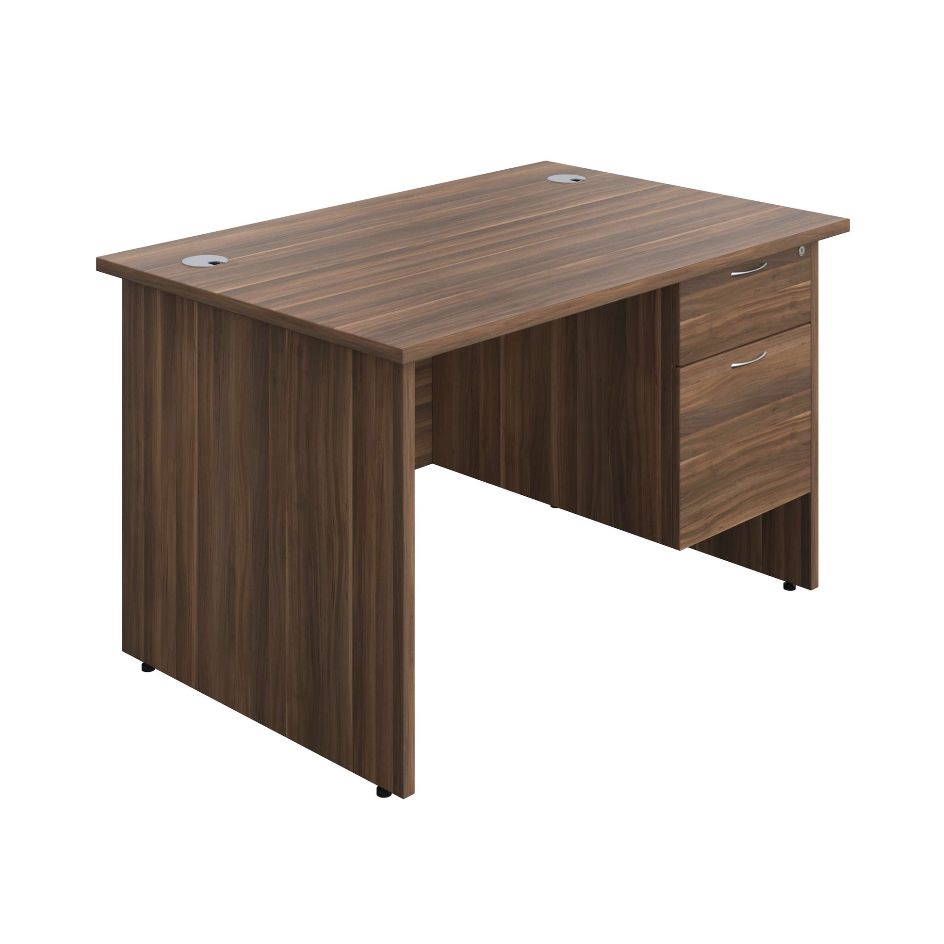 Panel Rectangular Desk + 2 Drawer Fixed Pedestal Bundle (FSC) | 1200X800 | Dark Walnut/Dark Walnut