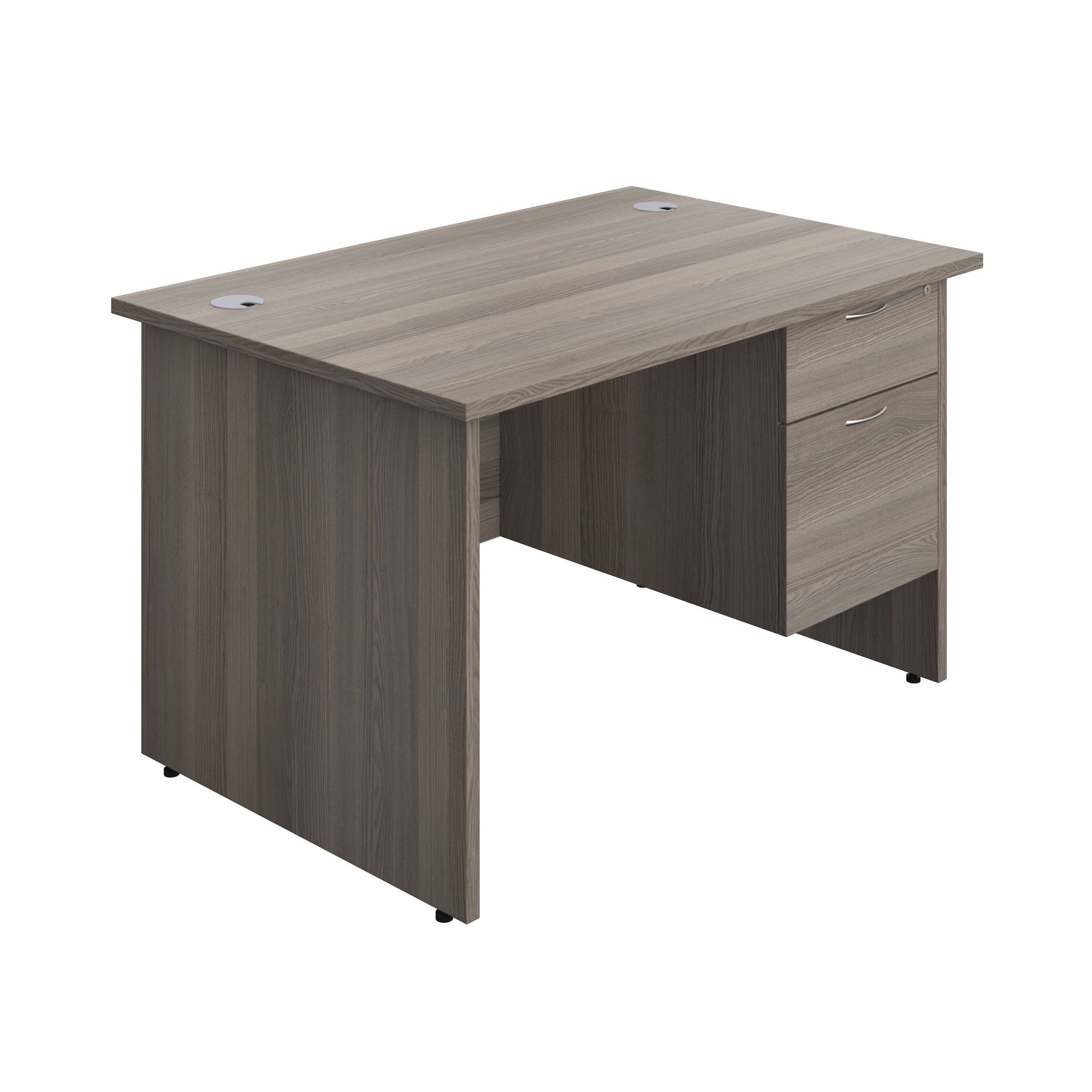 Panel Rectangular Desk + 2 Drawer Fixed Pedestal Bundle (FSC) | 1200X800 | Grey Oak/Grey Oak
