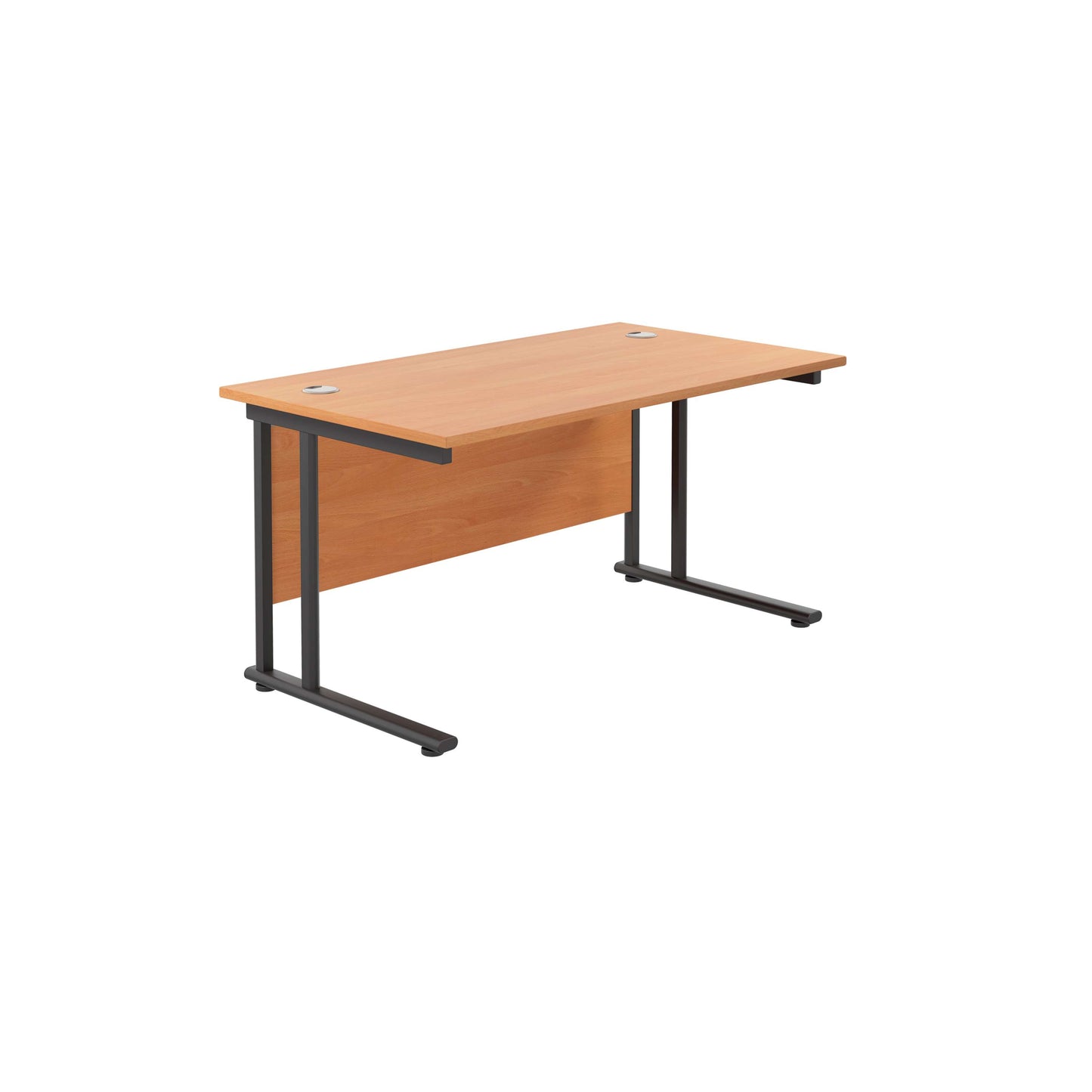 Twin Upright Rectangular Desk: 800mm Deep (FSC) | 1200X800 | Beech/Black