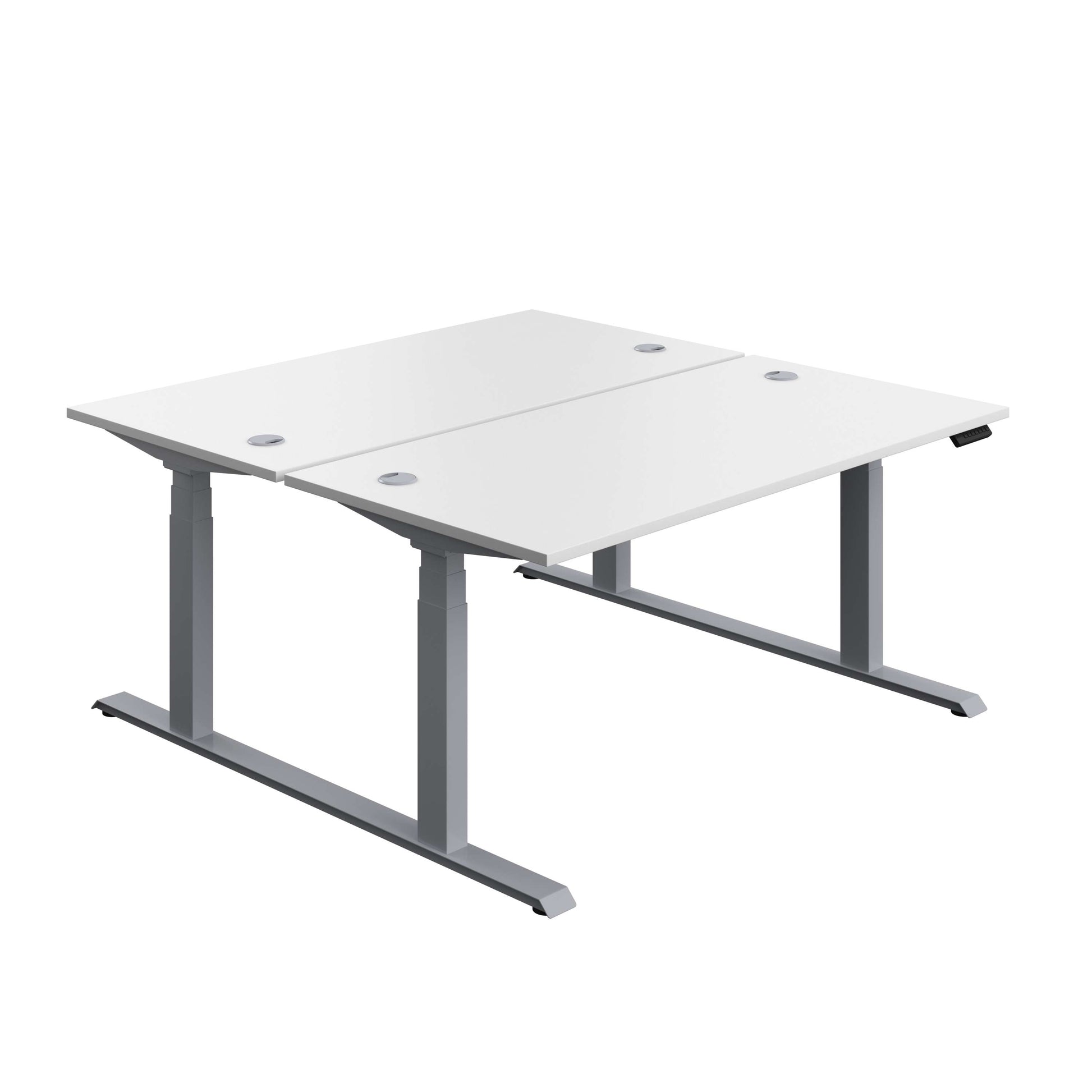 Economy Back To Back Sit Stand Desk (FSC) | 1600 X 800 | White/Silver