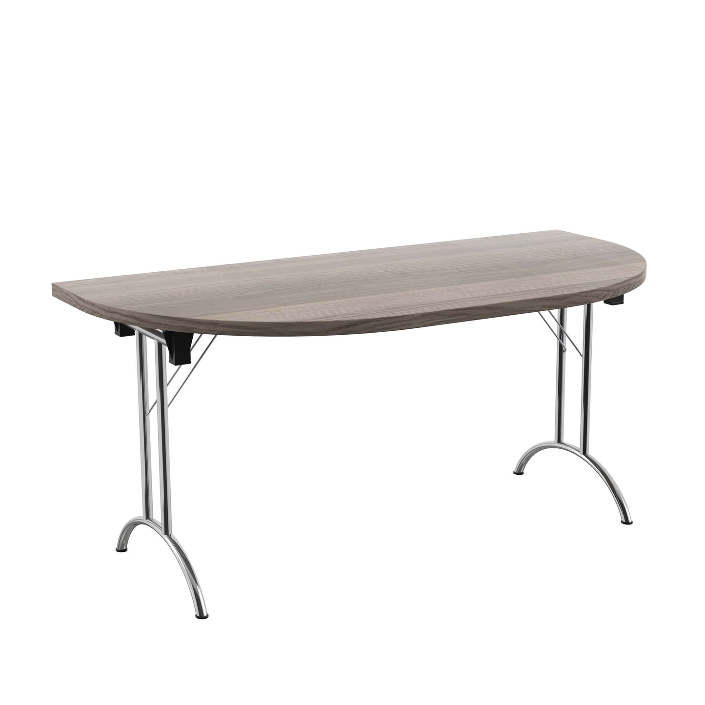 One Union D-End Folding Table (FSC) | 1600 X 800 | Grey Oak/Silver