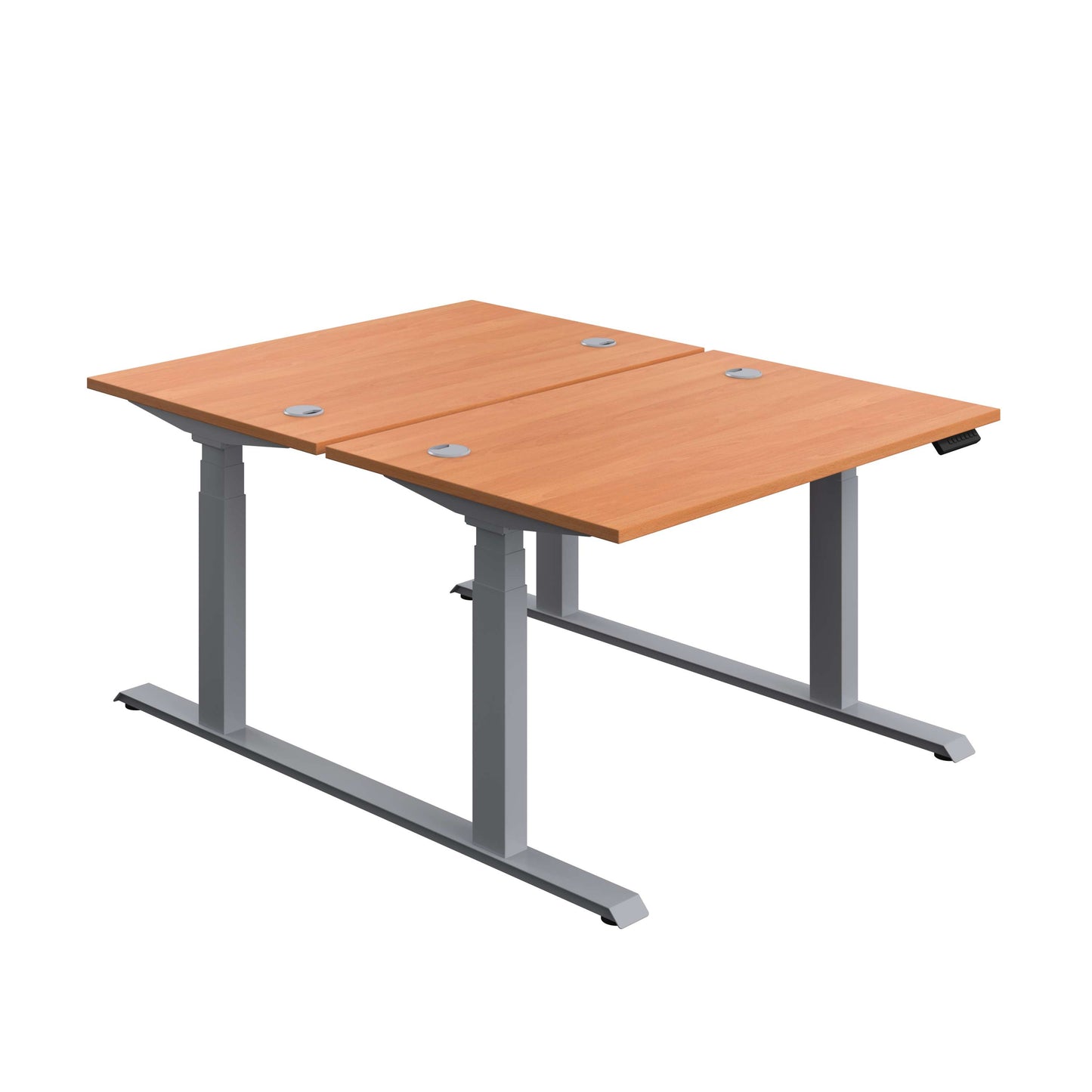 Economy Back To Back Sit Stand Desk (FSC) | 1200 X 800 | Beech/Silver