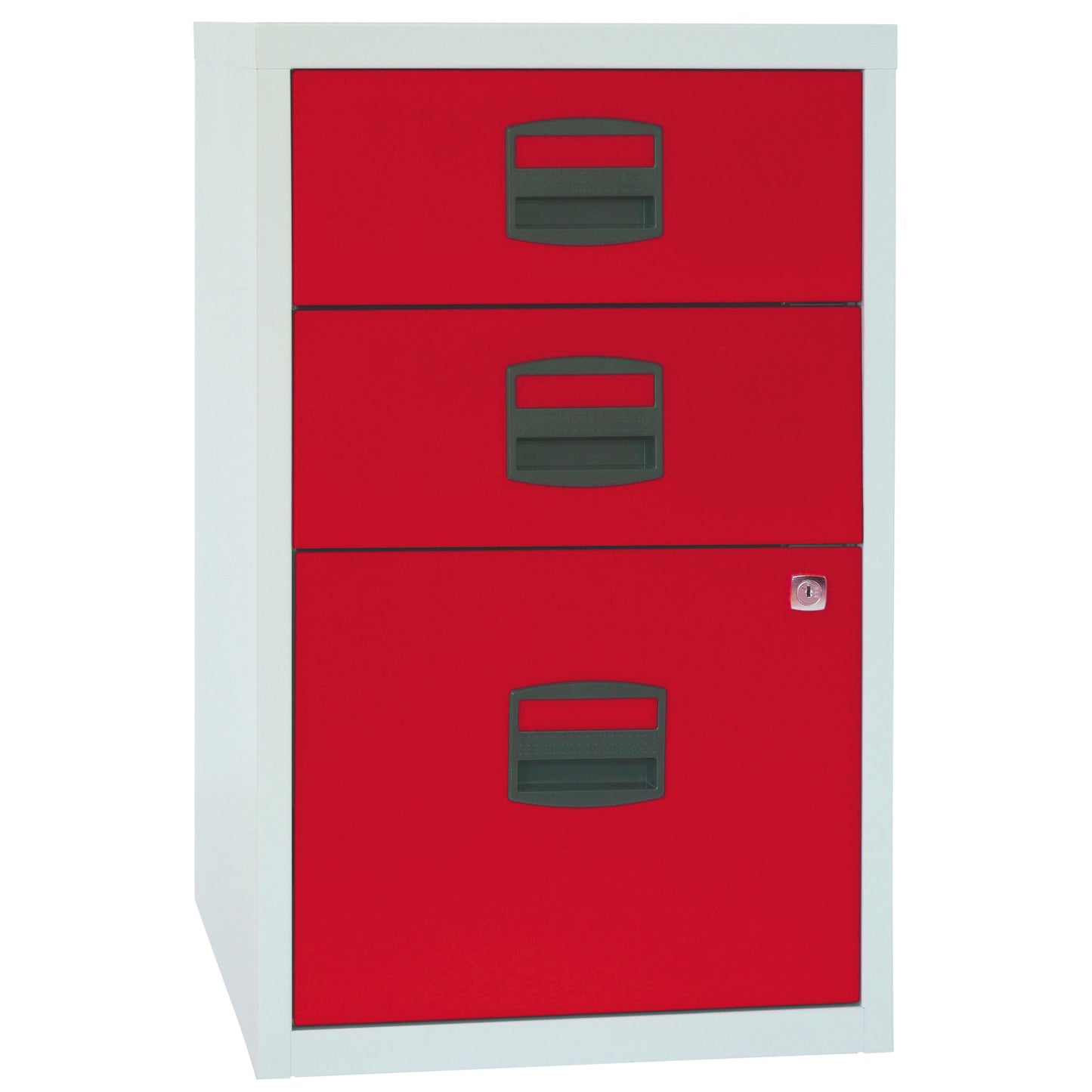 Bisley 3 Drawer A4 Homefiler | Grey/Red