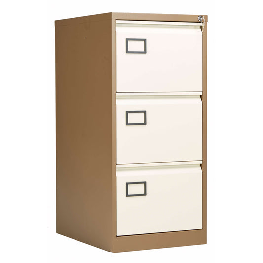 Bisley 3 Drawer Contract Steel Filing Cabinet | Coffee Cream