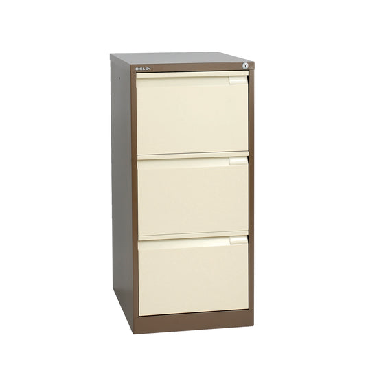 Bisley 3 Drawer Classic Steel Filing Cabinet | Coffee/Cream