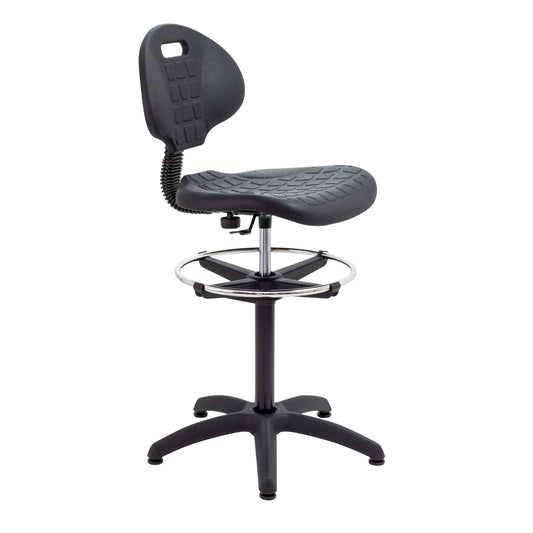 Factory Chair with Draughtsman Kit | Adjustable Foot Ring | Black