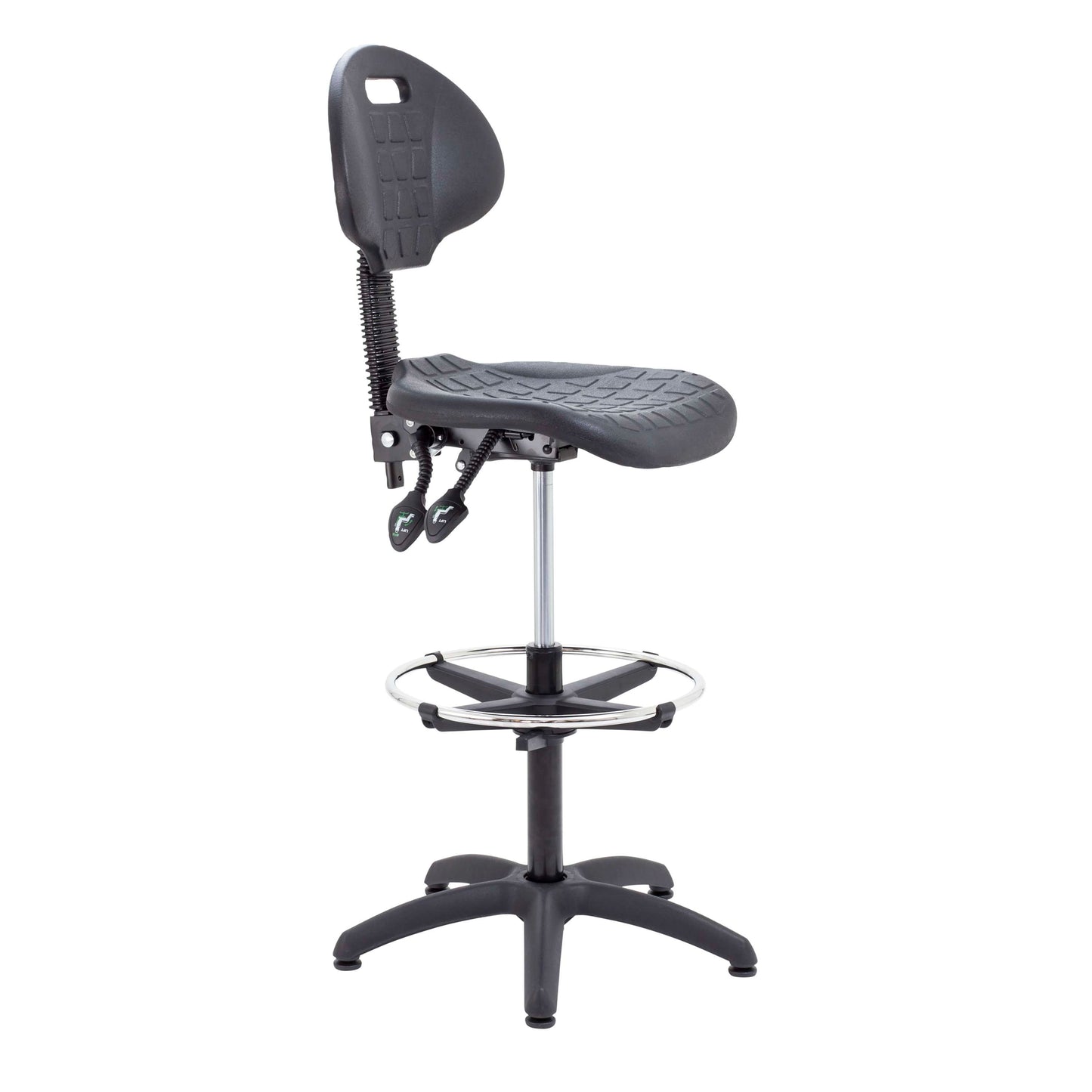 Factory Chair 2 Lever with Draughtsman Kit | Adjustable Foot Ring | Black