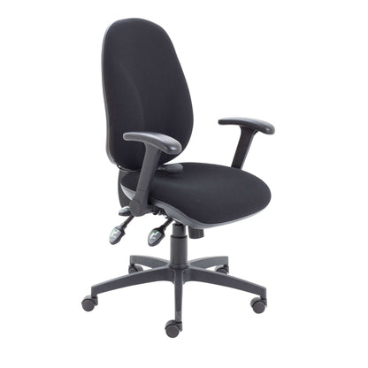 Maxi Ergo Chair with Lumbar Pump | Folding Arms | Black