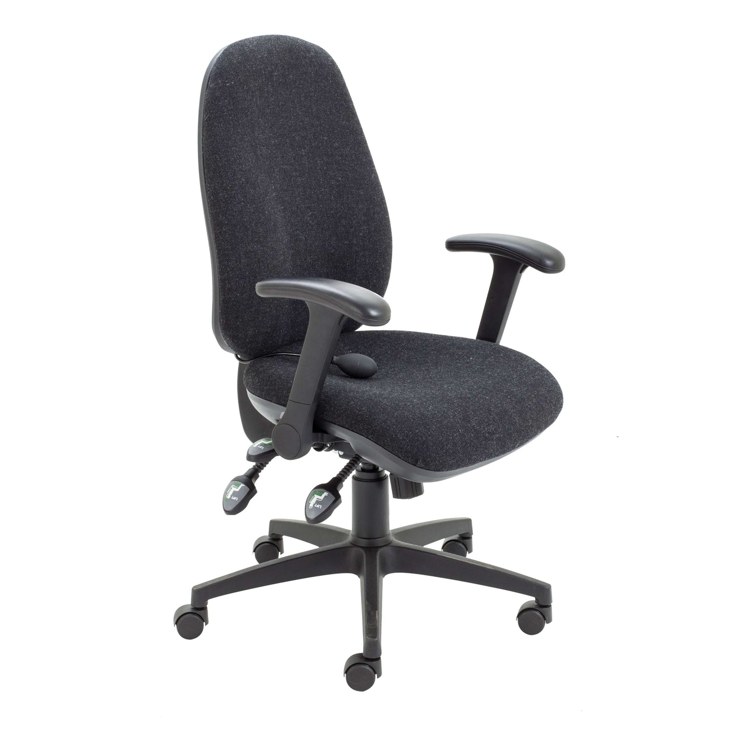 Maxi Ergo Chair with Lumbar Pump | Folding Arms | Charcoal