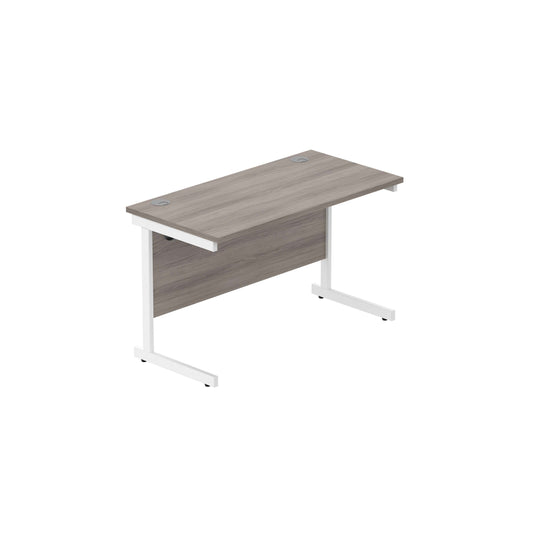 Office Rectangular Desk with Steel Single Upright Cantilever Frame (FSC) | 1200X600 | Alaskan Grey Oak/White