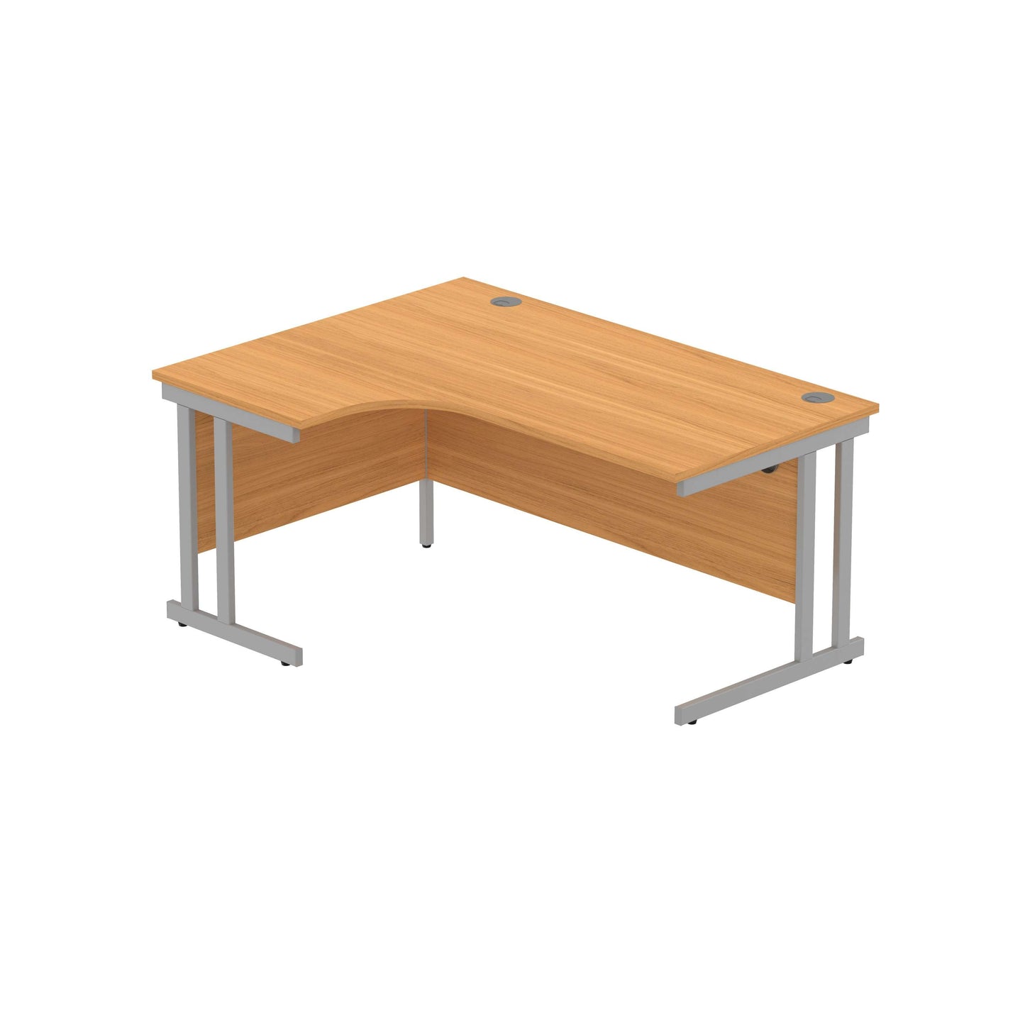 Office Left Hand Corner Desk with Steel Double Upright Cantilever Frame (FSC) | 1600X1200 | Norwegian Beech/Silver