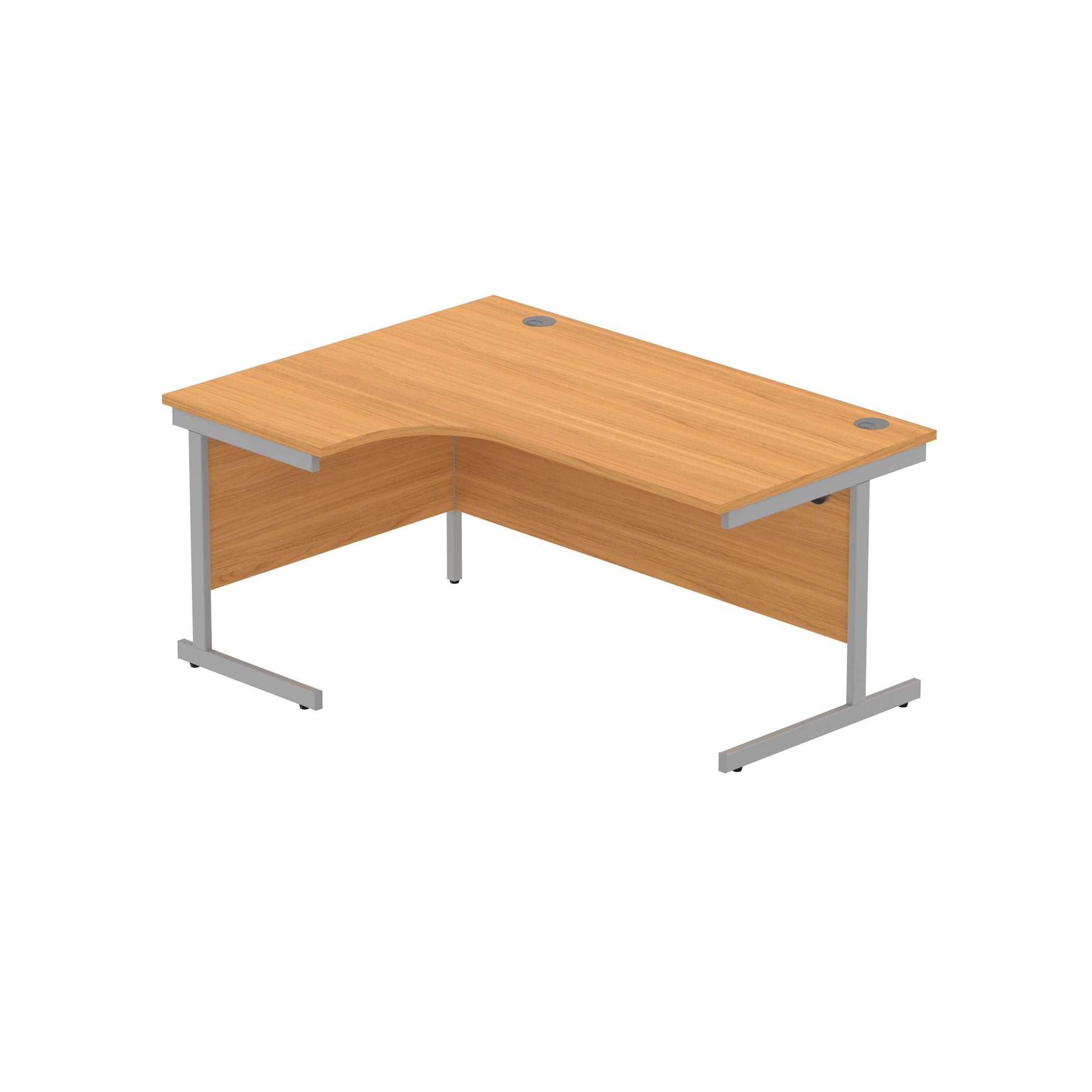 Office Left Hand Corner Desk with Steel Single Upright Cantilever Frame (FSC) | 1600X1200 | Norwegian Beech/Silver