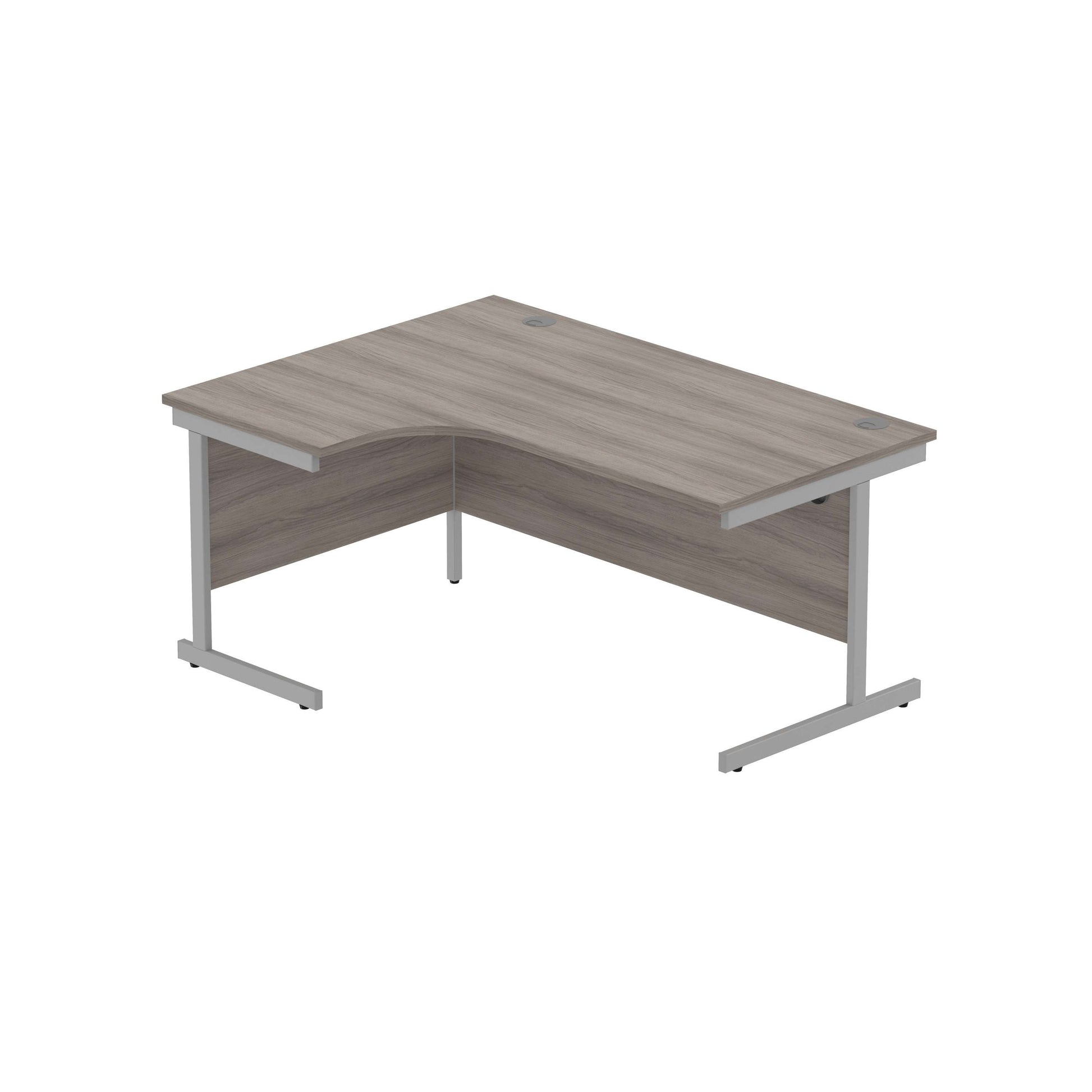 Office Left Hand Corner Desk with Steel Single Upright Cantilever Frame (FSC) | 1600X1200 | Alaskan Grey Oak/Silver