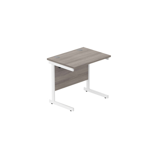 Office Rectangular Desk with Steel Single Upright Cantilever Frame (FSC) | 800X600 | Alaskan Grey Oak/White