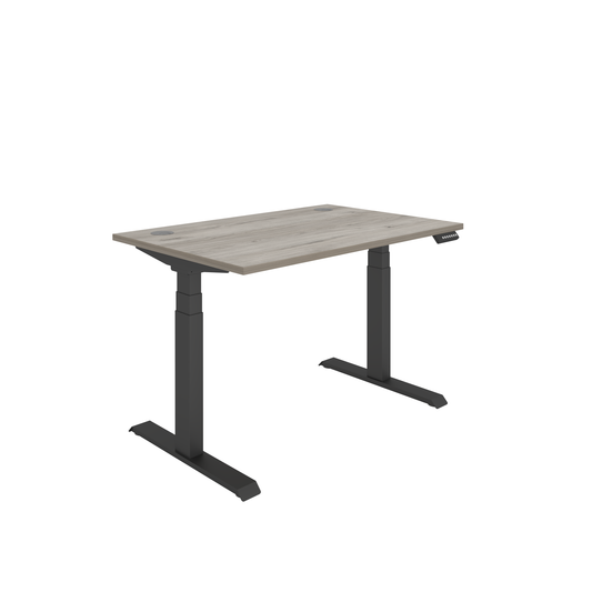 Office Rectangular Dual Motor Sit Stand Desk (FSC) | 1200X800 | Grey Oak/Black