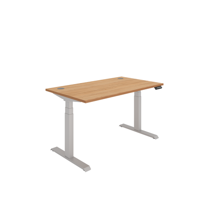 Office Rectangular Dual Motor Sit Stand Desk (FSC) | 1400X800 | Beech/Silver