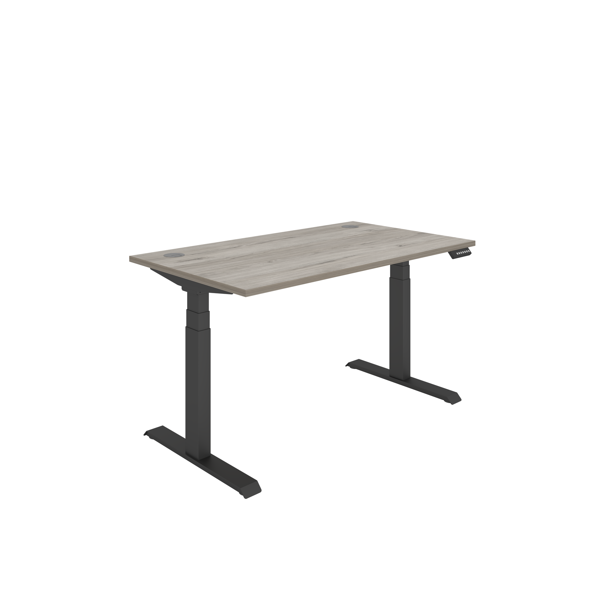 Office Rectangular Dual Motor Sit Stand Desk (FSC) | 1400X800 | Grey Oak/Black