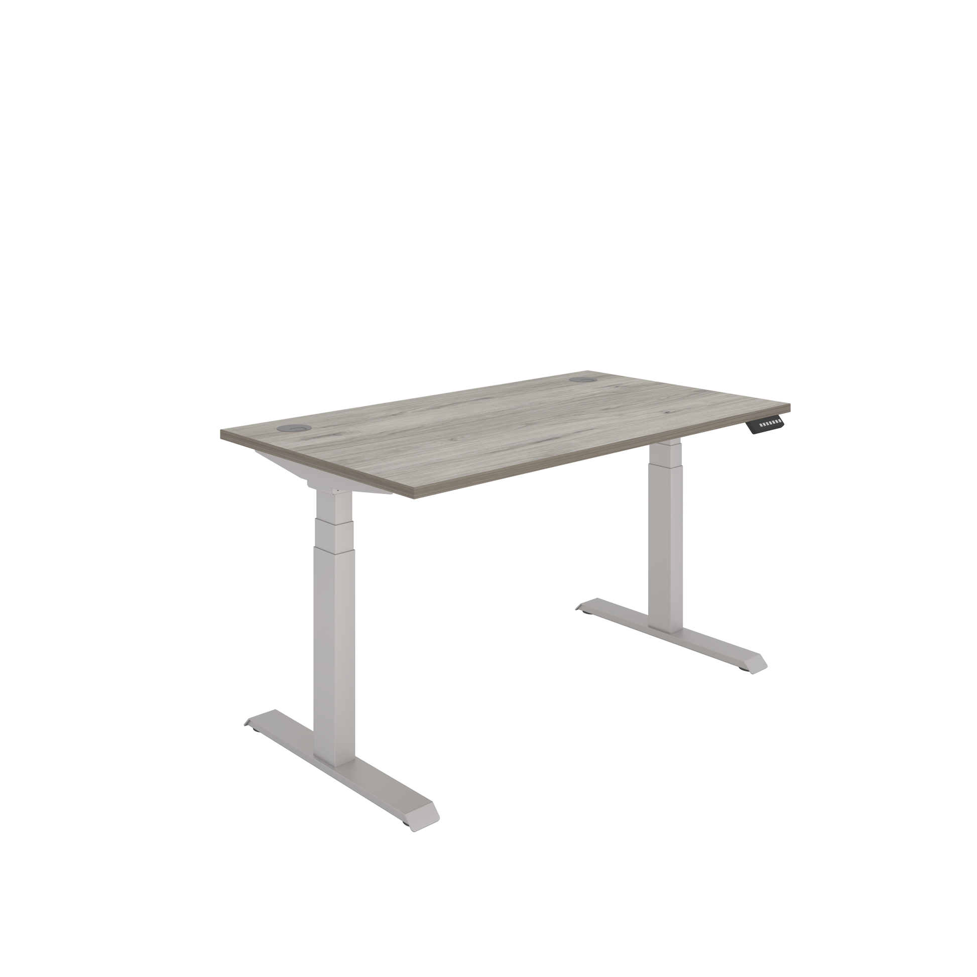 Office Rectangular Dual Motor Sit Stand Desk (FSC) | 1400X800 | Grey Oak/Silver