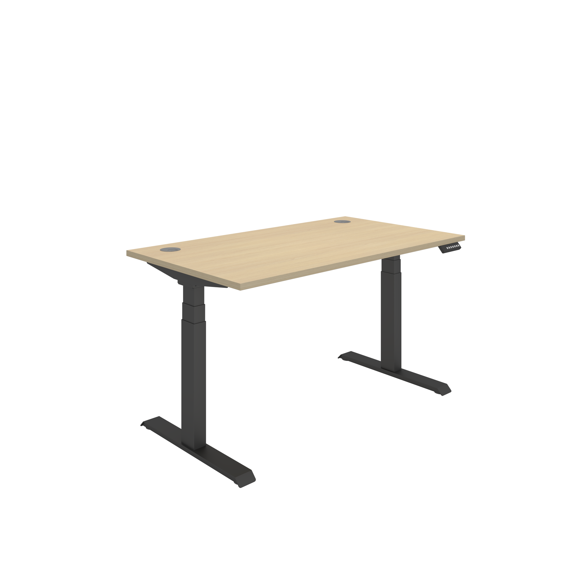 Office Rectangular Dual Motor Sit Stand Desk (FSC) | 1400X800 | Oak/Black