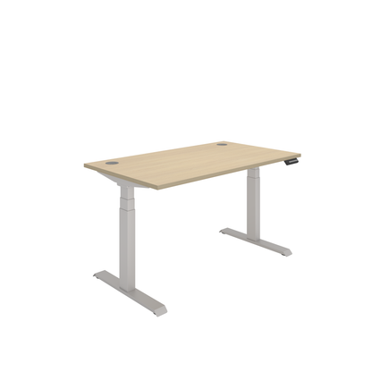 Office Rectangular Dual Motor Sit Stand Desk (FSC) | 1400X800 | Oak/Silver