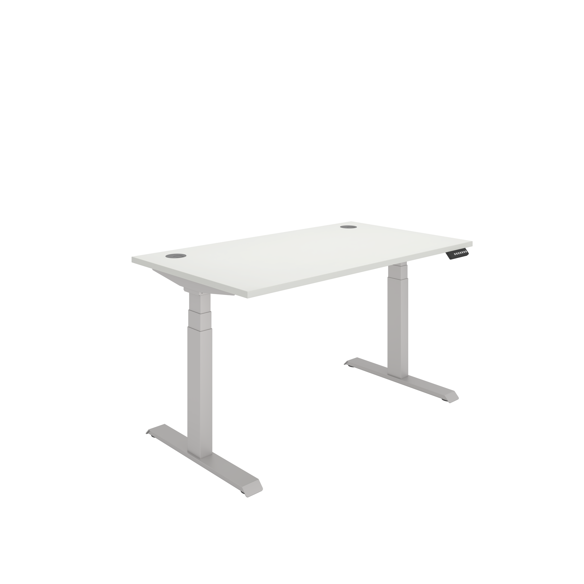 Office Rectangular Dual Motor Sit Stand Desk (FSC) | 1400X800 | White/Silver