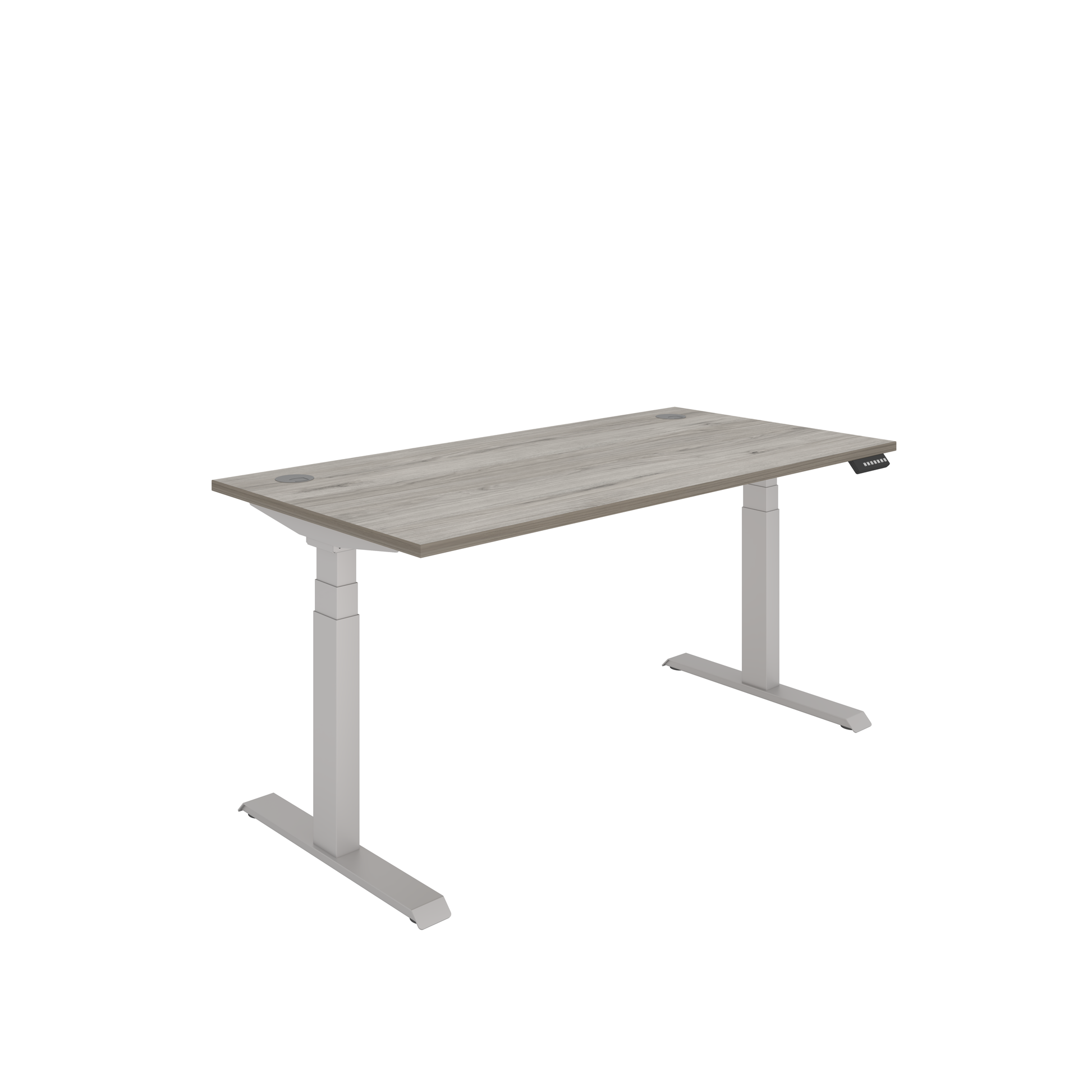 Office Rectangular Dual Motor Sit Stand Desk (FSC) | 1600X800 | Grey Oak/Silver