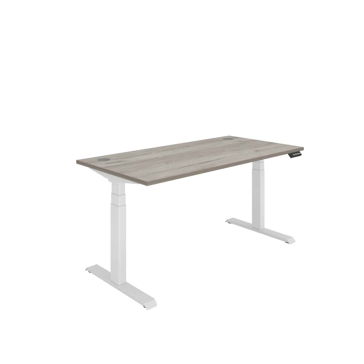 Office Rectangular Dual Motor Sit Stand Desk (FSC) | 1600X800 | Grey Oak/White