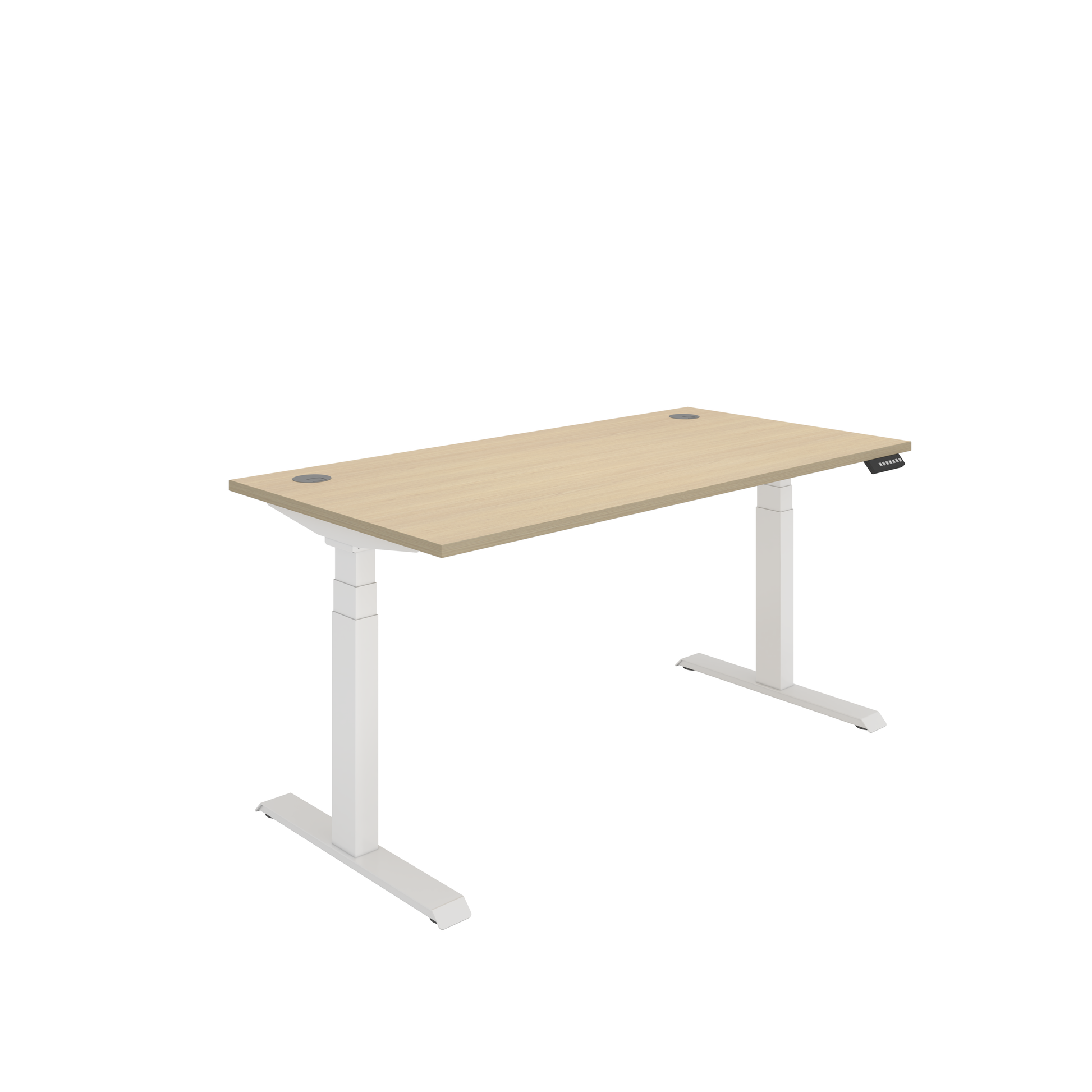 Office Rectangular Dual Motor Sit Stand Desk (FSC) | 1600X800 | Oak/White