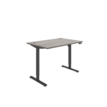 Office Rectangular Single Motor Sit Stand Desk (FSC) | 1200X800 | Grey Oak/Black