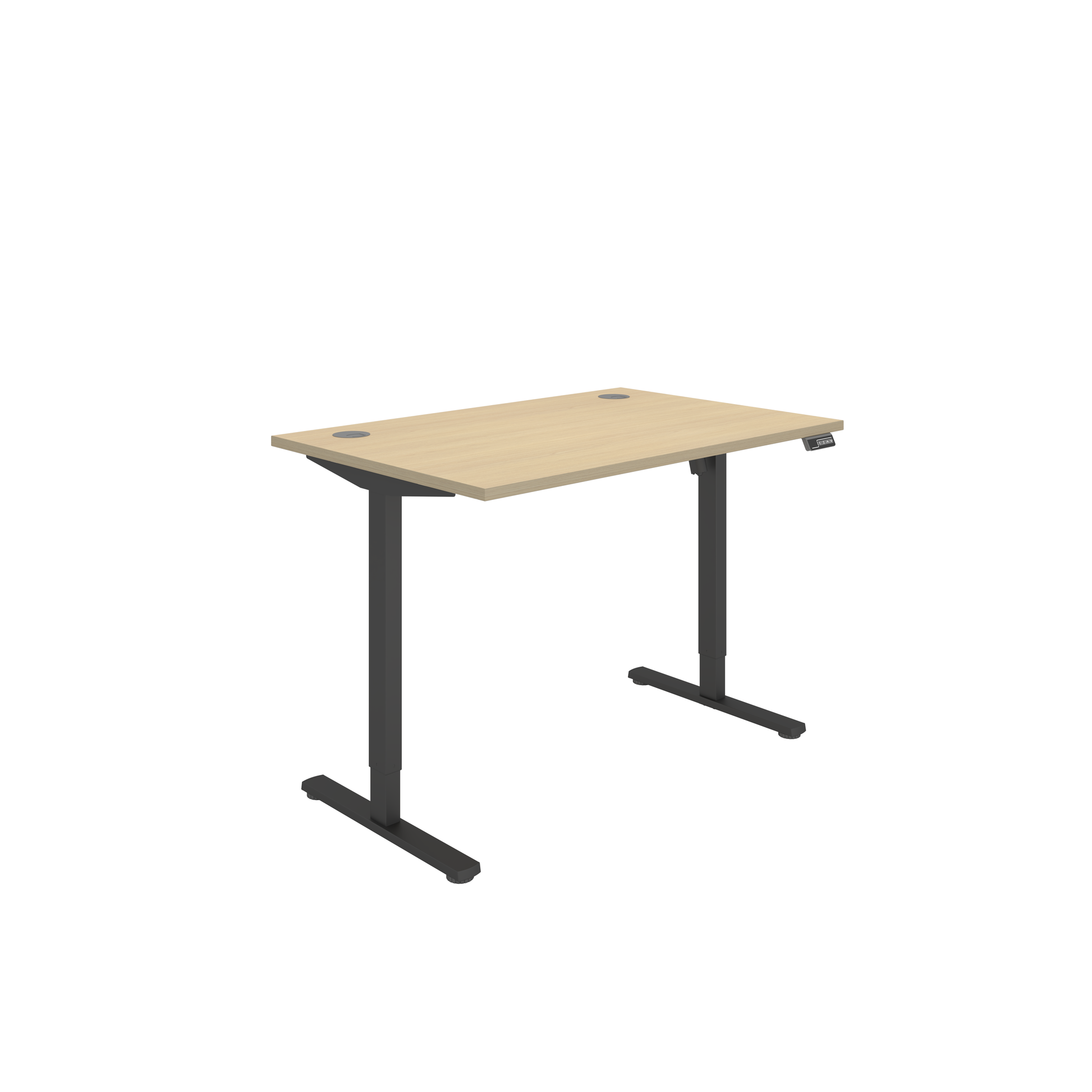 Office Rectangular Single Motor Sit Stand Desk (FSC) | 1200X800 | Oak/Black