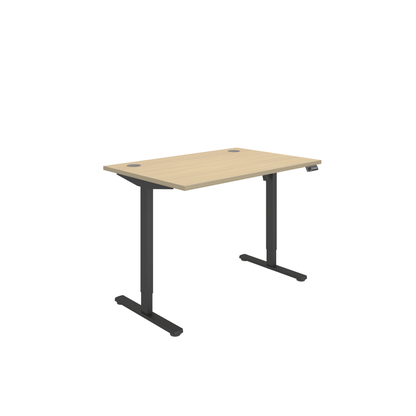 Office Rectangular Single Motor Sit Stand Desk (FSC) | 1200X800 | Oak/Black