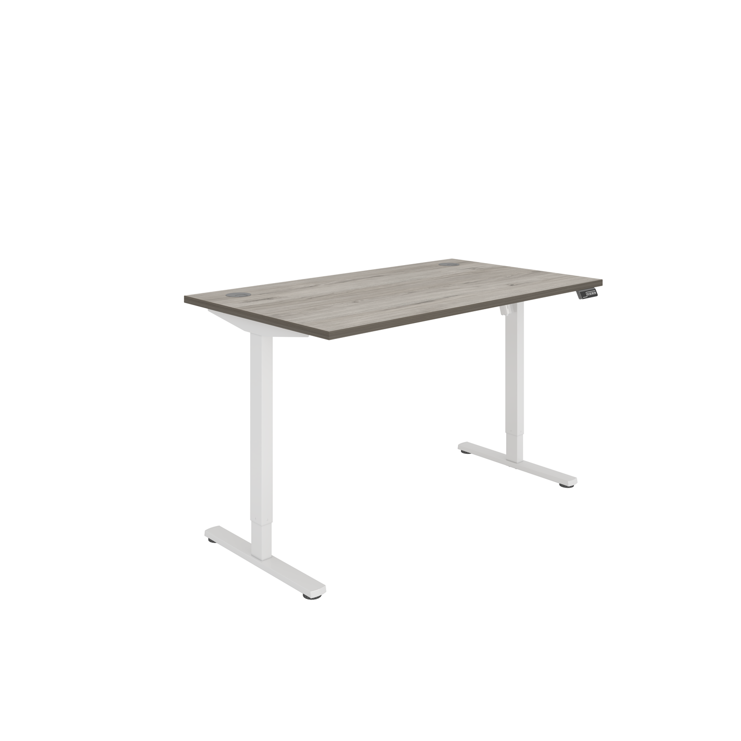 Office Rectangular Single Motor Sit Stand Desk (FSC) | 1400X800 | Grey Oak/White