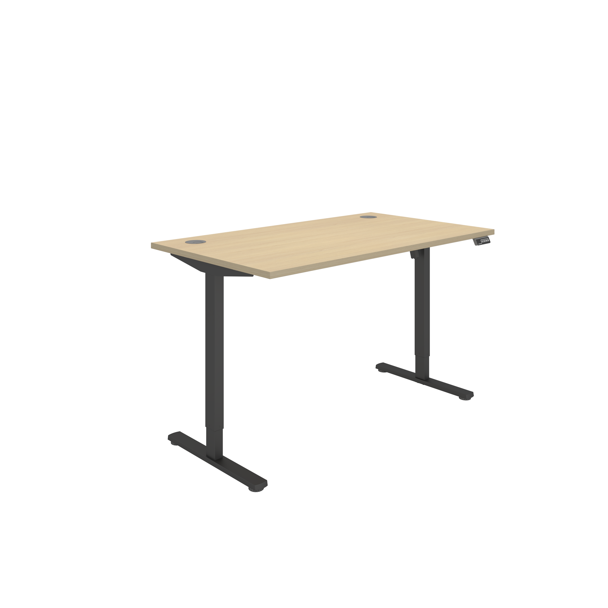 Office Rectangular Single Motor Sit Stand Desk (FSC) | 1400X800 | Oak/Black