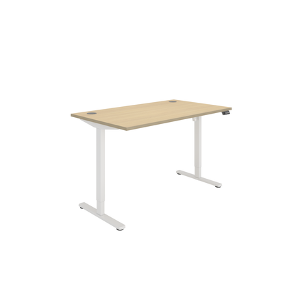 Office Rectangular Single Motor Sit Stand Desk (FSC) | 1400X800 | Oak/White