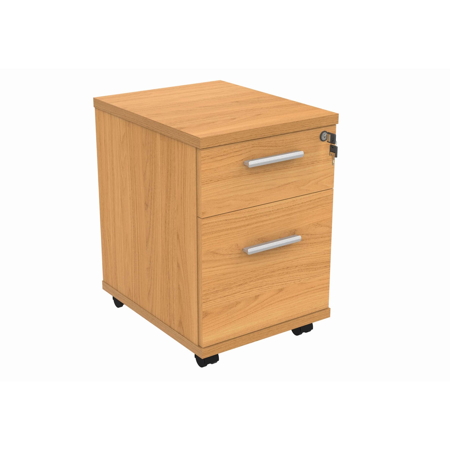 Mobile Under Desk Office Storage Unit (FSC) | 2 Drawers | Norwegian Beech