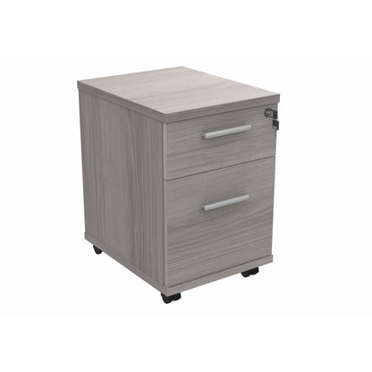 Mobile Under Desk Office Storage Unit (FSC) | 2 Drawers | Alaskan Grey Oak