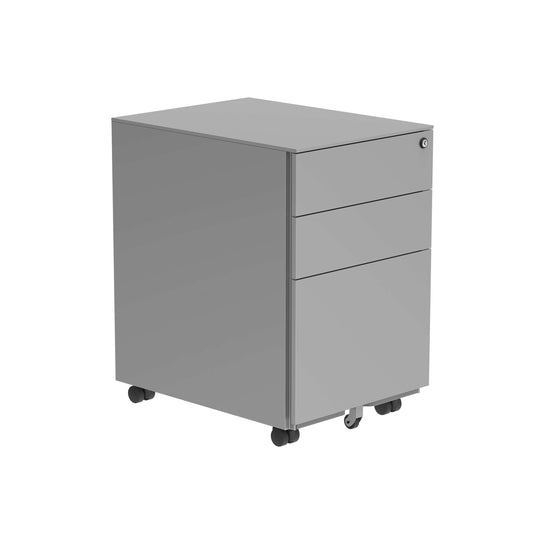 Steel Mobile Under Desk Office Storage Unit | 3 Drawers | Silver