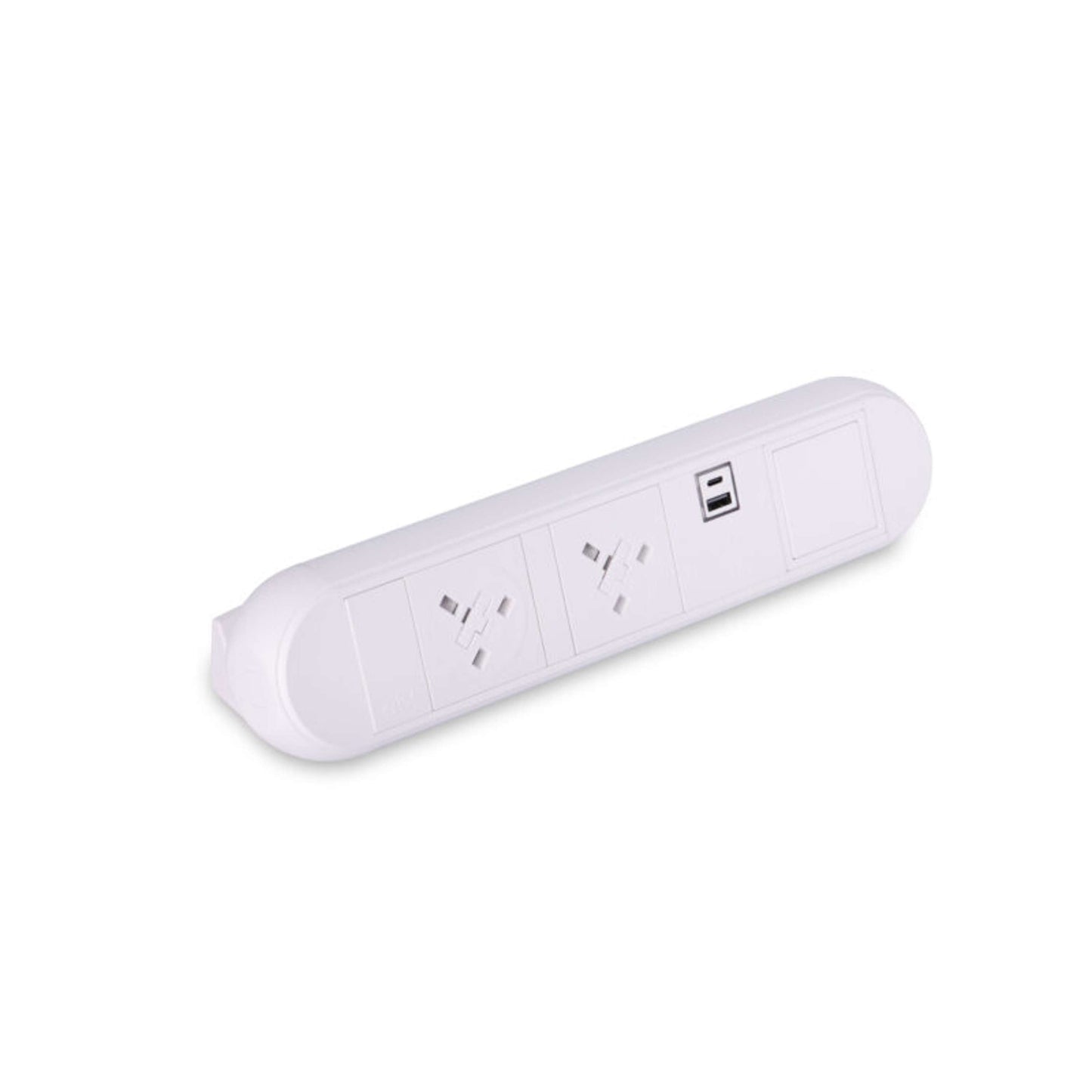 Desktop Power Module with 2 UK Power Sockets: USB-C: USB-A | White