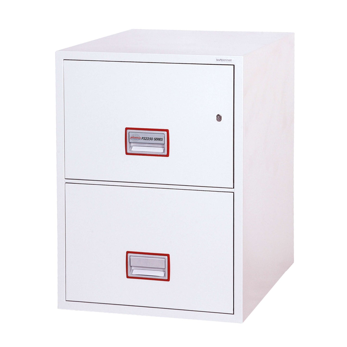 World Class Vertical Fire File FS2250K/E Series Steel Safe | 2 Drawers | Key Lock | White