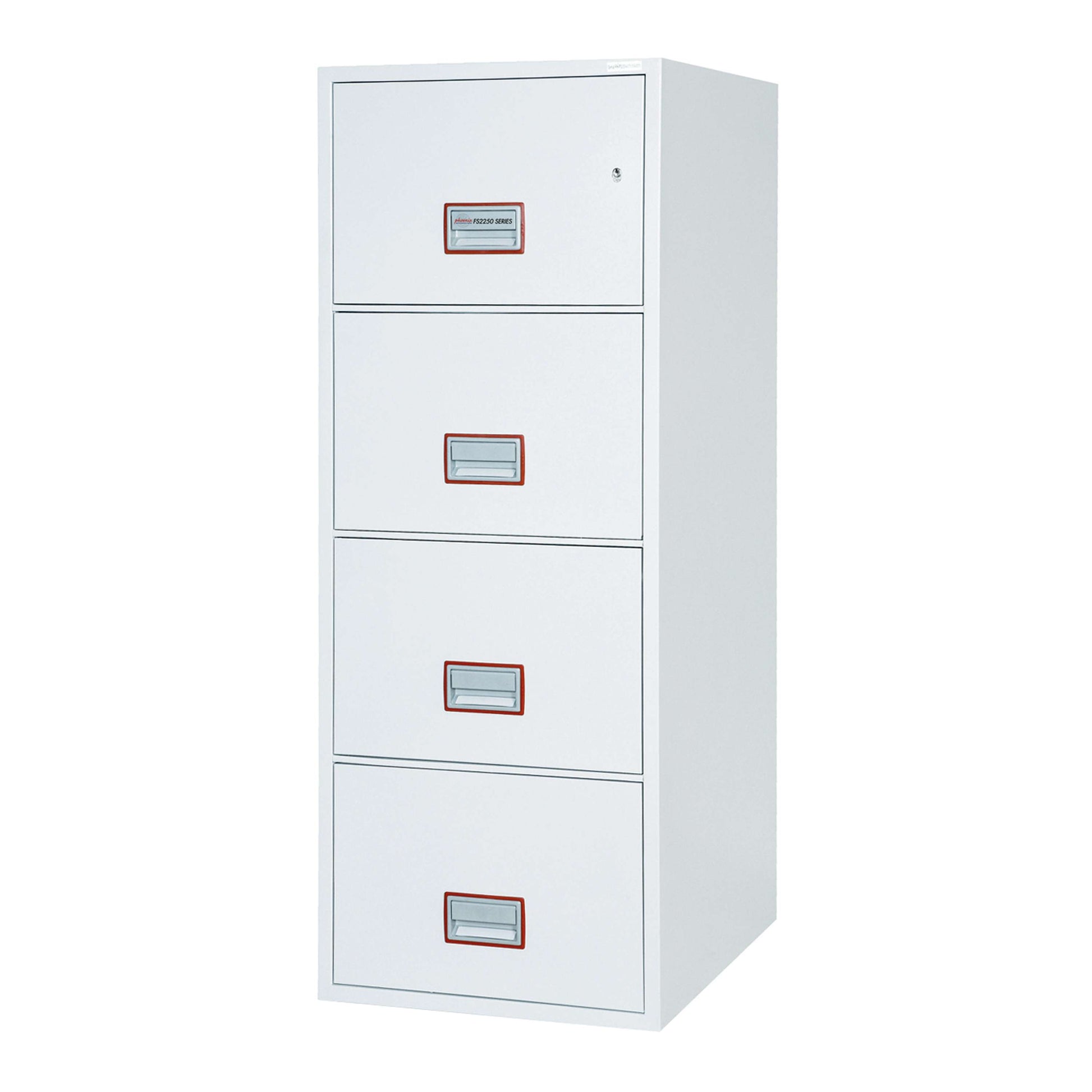 World Class Vertical Fire File FS2250K/E Series Steel Safe | 4 Drawers | Key Lock | White