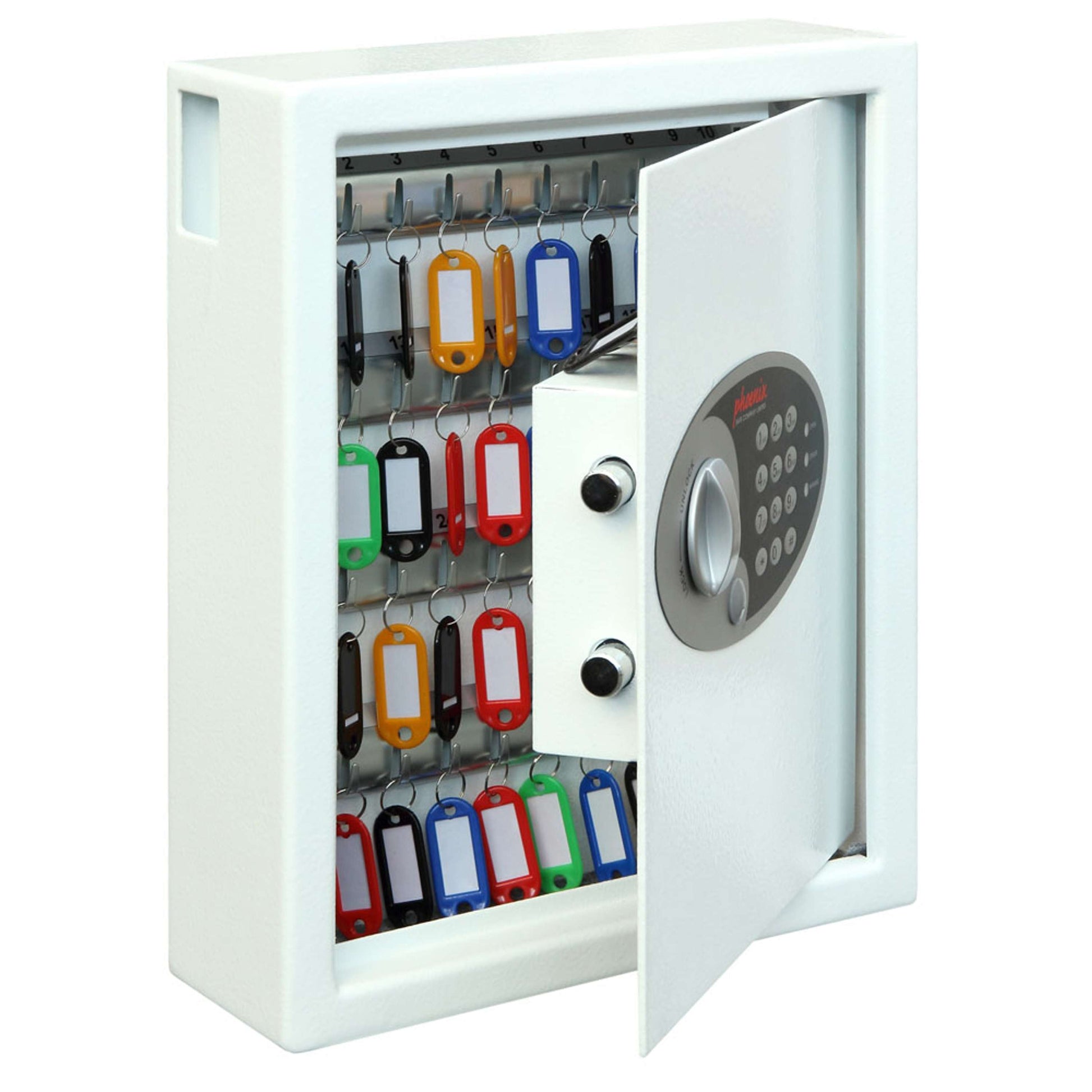 KS0030E Series Electronic Steel Key Safe with Electronic Lock | 48 Hooks | White