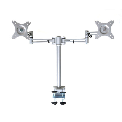 Twin Pole Mounted Monitor Arm | Silver