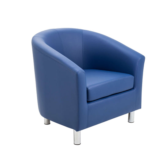 Tub Armchair with Metal Feet | Dark Blue PU