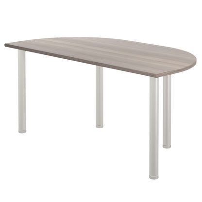 One Fraction Plus Rectangular Meeting Table with D-End (FSC) | 1600X800 | Grey Oak/Silver