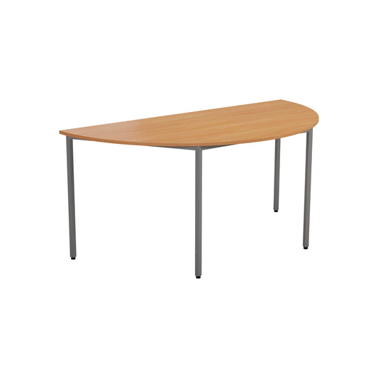 Semicircular Multipurpose Table | 1600 X 800 | Beech/Silver