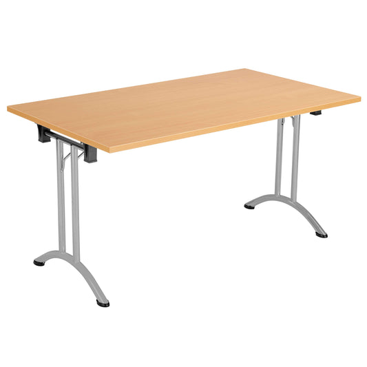 One Union Rectangular Folding Table (FSC) | 1400 X 800 | Beech/Silver