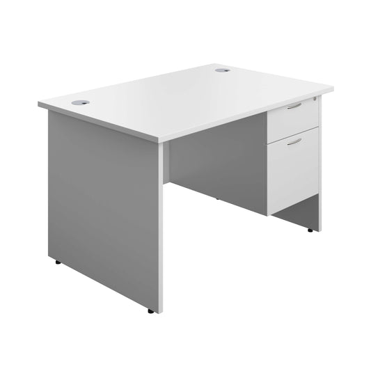 Panel Rectangular Desk + 2 Drawer Fixed Pedestal Bundle (FSC) | 1200X800 | White/White