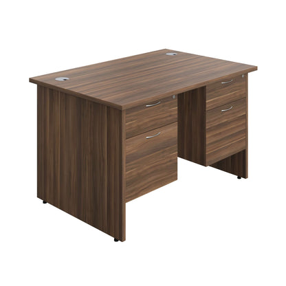 Panel Rectangular Desk + 2 X 2 Drawer Fixed Pedestal Bundle (FSC) | 1200X800 | Dark Walnut/Dark Walnut