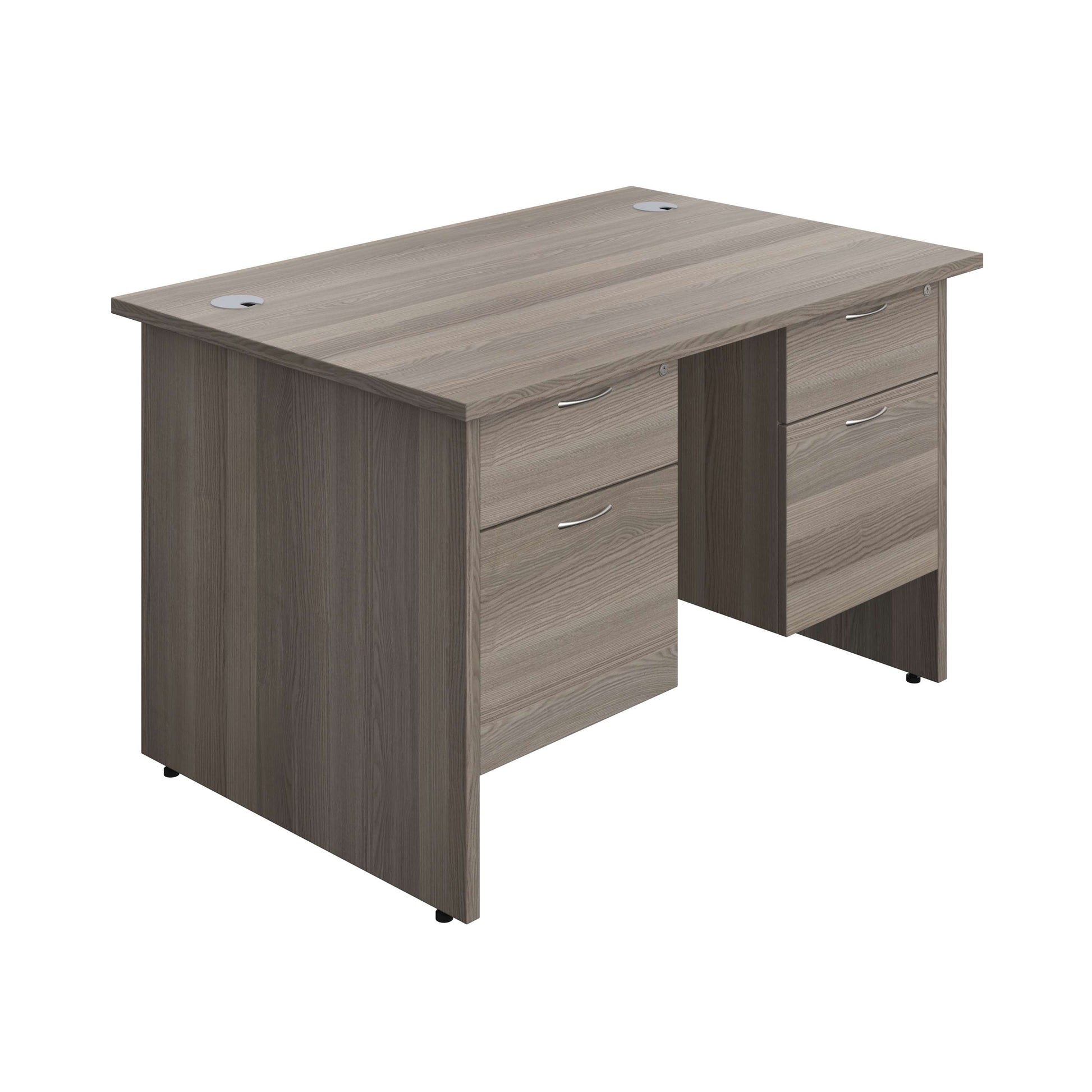 Panel Rectangular Desk + 2 X 2 Drawer Fixed Pedestal Bundle (FSC) | 1200X800 | Grey Oak/Grey Oak